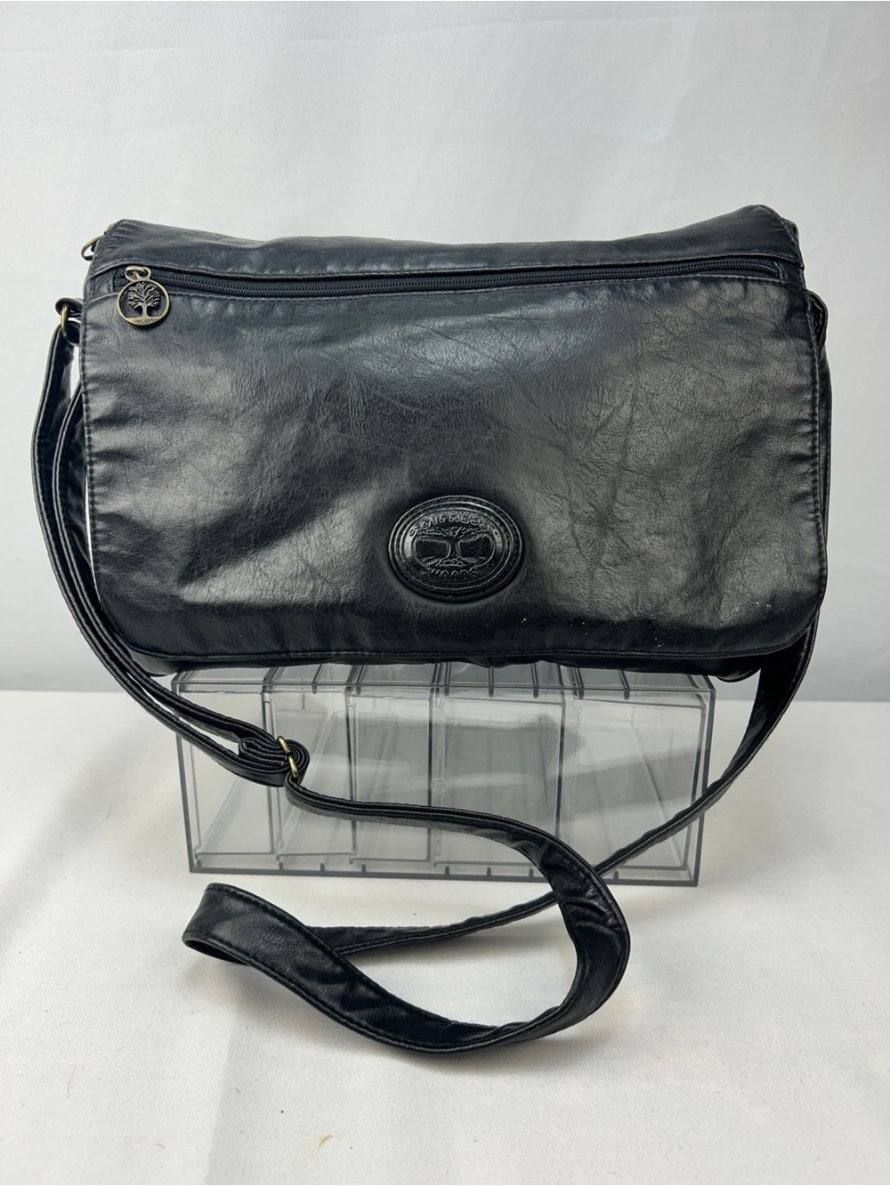 Cypress Woods Black Shoulder Bag with Tree Logo